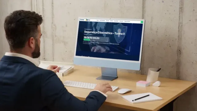 Candidato consulta site para realizar inscrição no curso de especialização