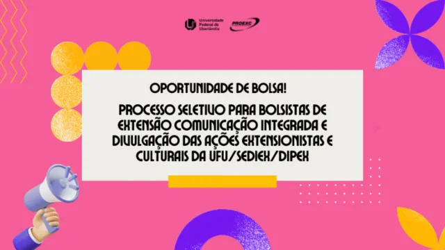 Imagem de divulgação nas cores rosa, roxa e amarela