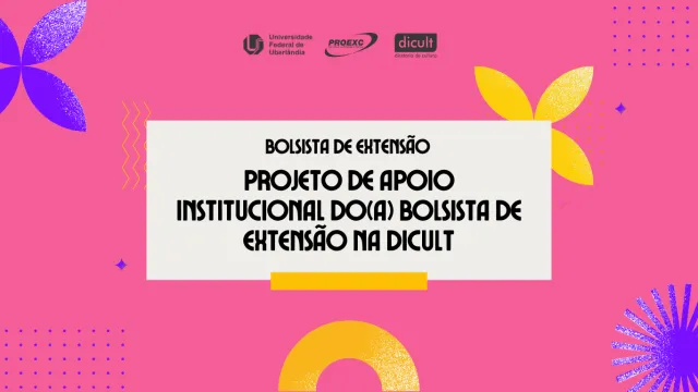 Imagem de divulgação nas cores rosa, amarela e roxa