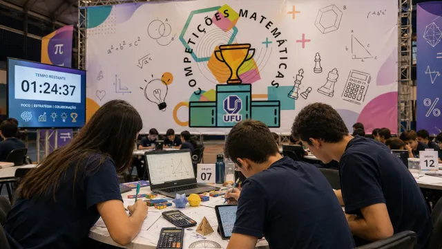 Trio de estudantes resolvendo questões de matematica