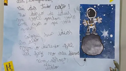 Imagem de uma cartinha escrita por um aluno chamado Ítalo