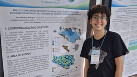Apresentação de trabalho durante o I Simpósio Mineiro de Hidrogeomorfologia e Recursos Hídricos (foto: Acervo dos pesquisadores)
