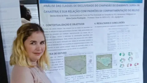 Apresentação de trabalho durante o I Simpósio Mineiro de Hidrogeomorfologia e Recursos Hídricos (foto: Acervo dos pesquisadores)