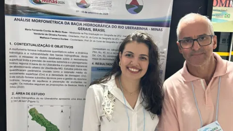Apresentação de trabalho durante o I Simpósio Mineiro de Hidrogeomorfologia e Recursos Hídricos (foto: Acervo dos pesquisadores)