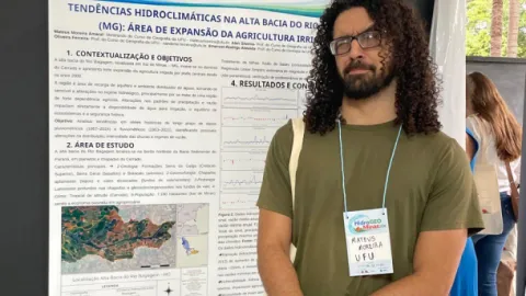 Apresentação de trabalho durante o I Simpósio Mineiro de Hidrogeomorfologia e Recursos Hídricos (foto: Acervo dos pesquisadores)